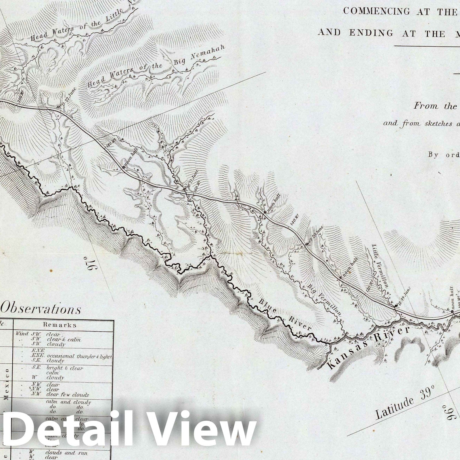 Road from Missouri to Oregon, Section I - Nebraska, 1846 - Historical Map Print