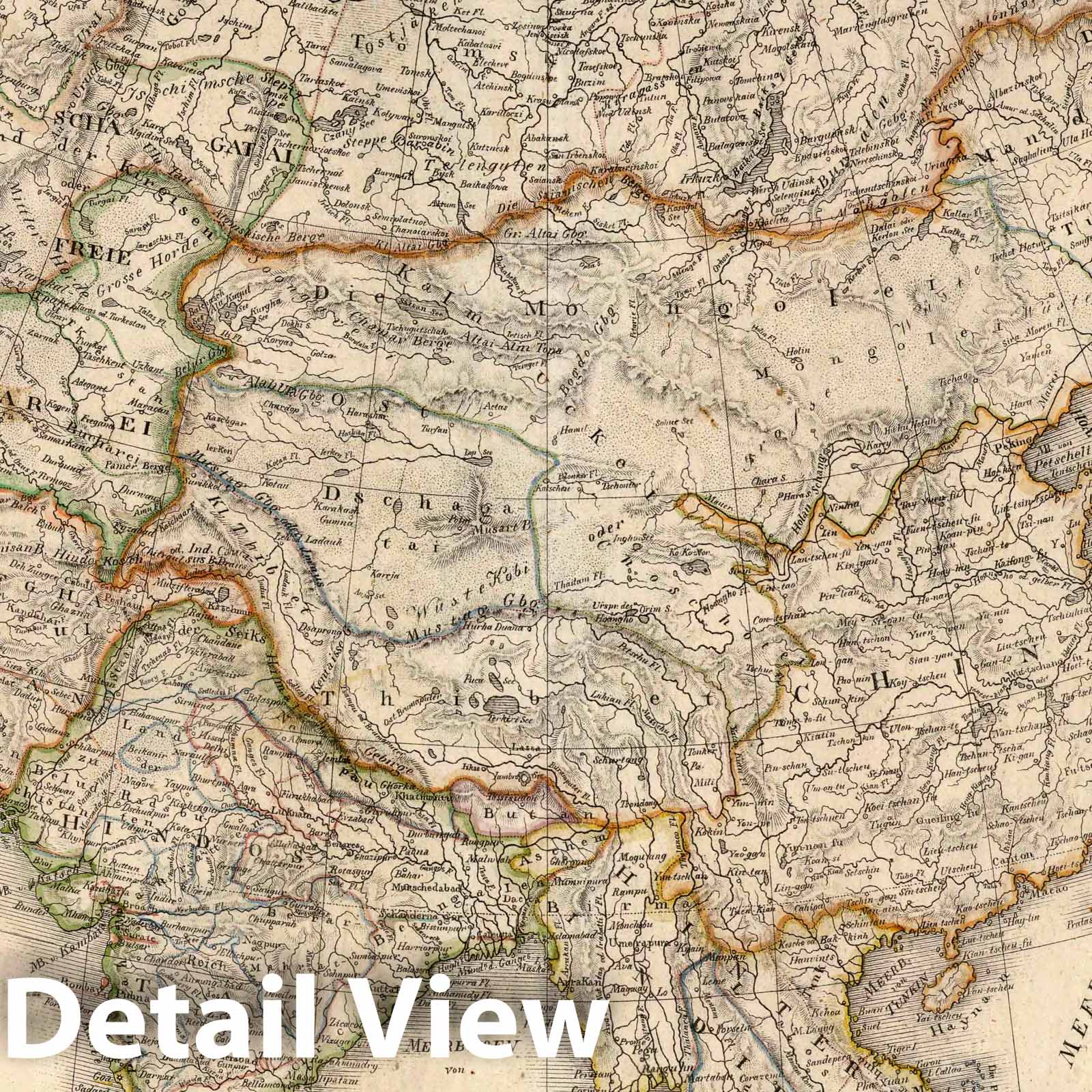 Asia, 1819 - Historical Map Print from German Hand Atlas