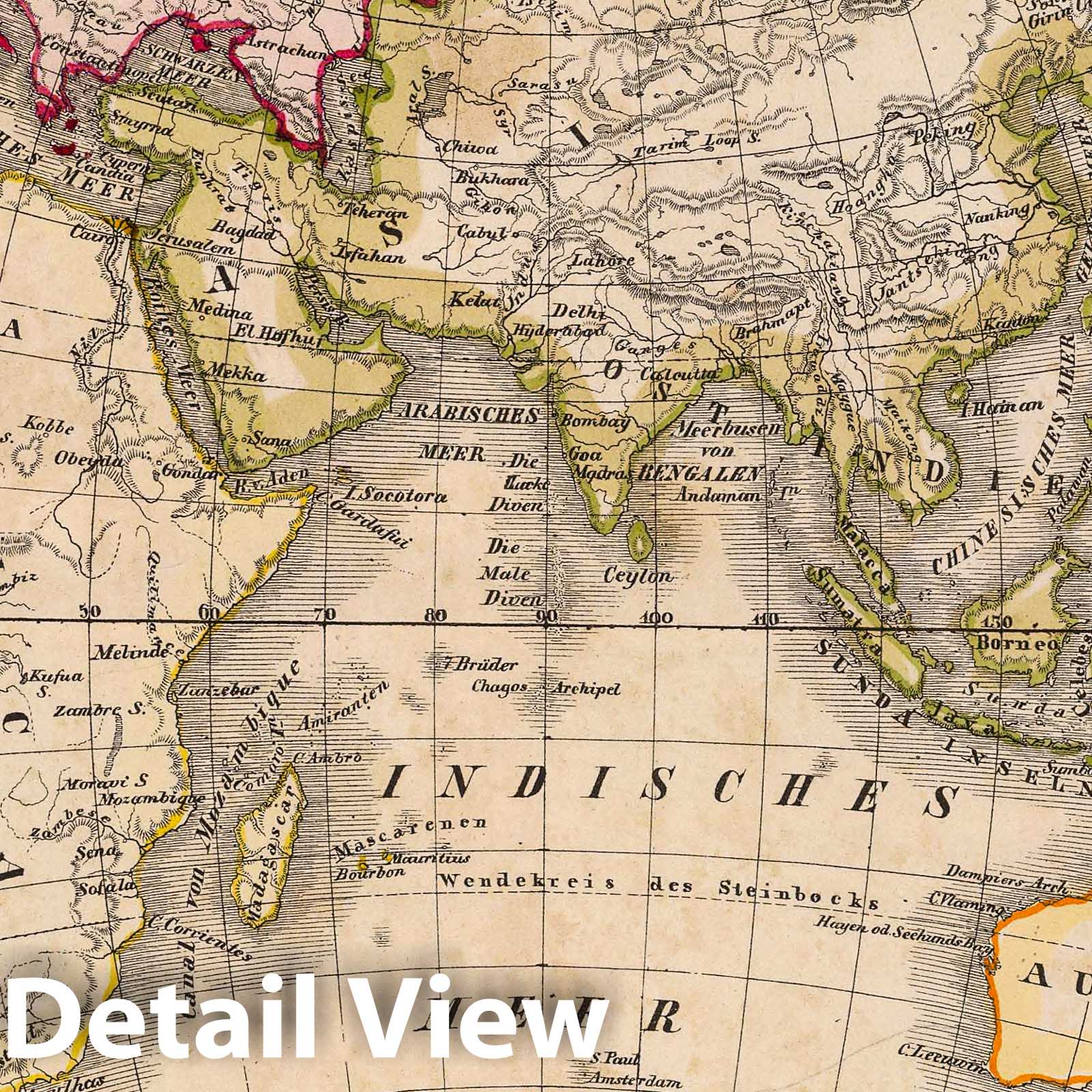 Eastern Hemisphere, 1855 - Historical Map Print