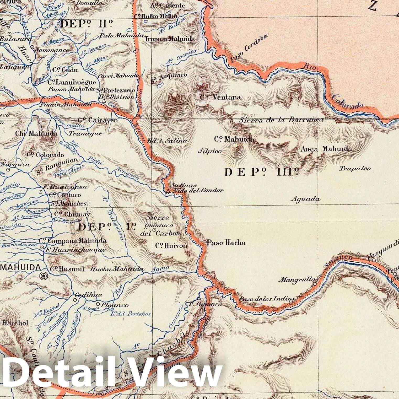 Neuquen, Argentina - Railroad Map, 1888 - Historical Map Print