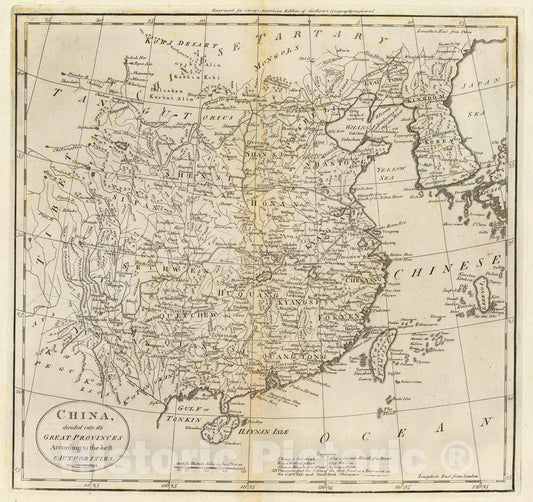 Historic Map : 1796 China divided into it's Great Provinces. - Vintage Wall Art