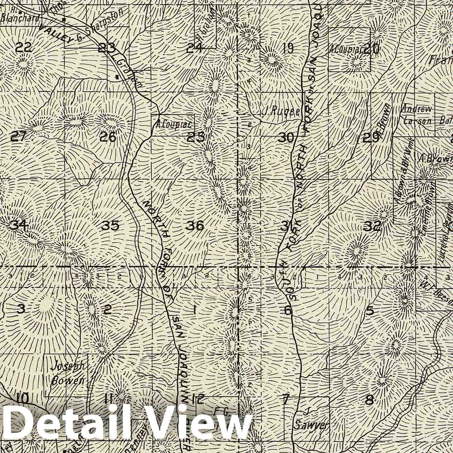 Range 22-23 East, Madera County, California Survey Map 1891