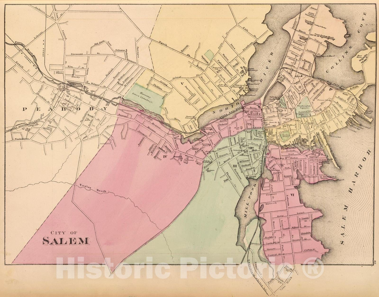 Historic Map : 1871 Salem. - Vintage Wall Art
