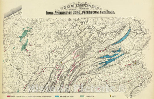 Historic Map - 1872 Penn. iron, coal, petroleum, zinc, Atlas - Vintage Wall Art