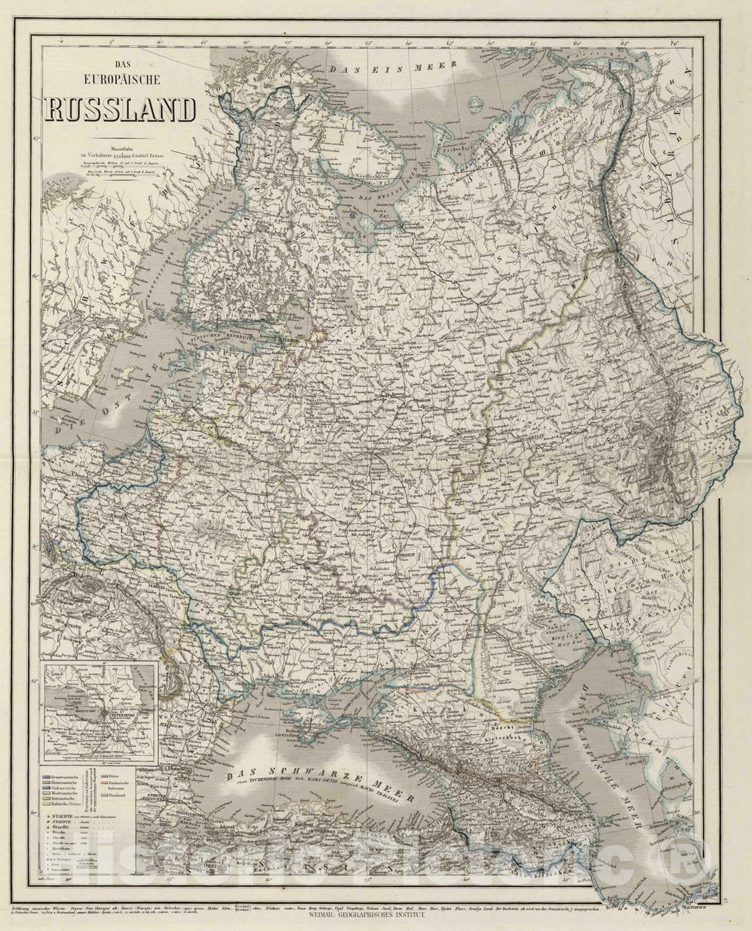 Historic Map : 1875 European Russia. - Vintage Wall Art