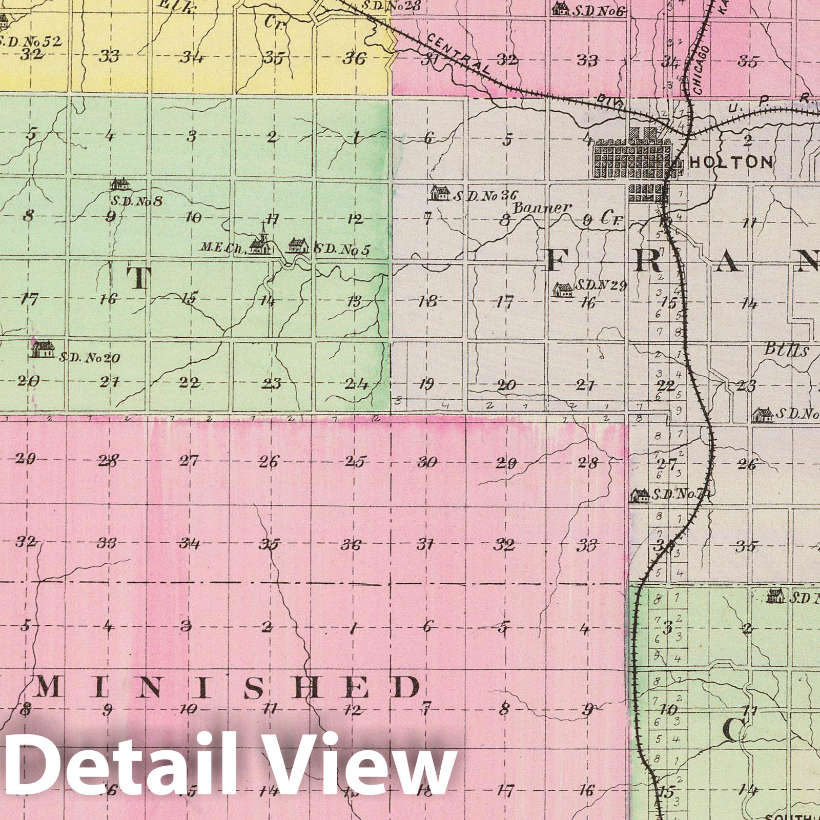 Jackson County, Kansas - Military Map, 1887 - Historical Atlas Print