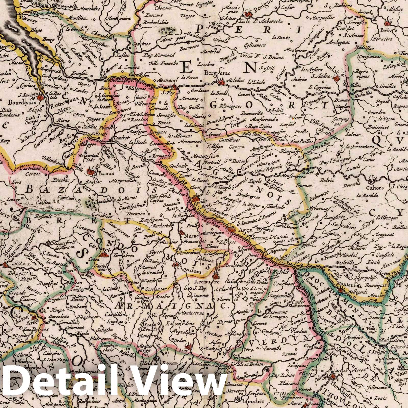 Gascony and Guienne, 1682 - Historical Map Print