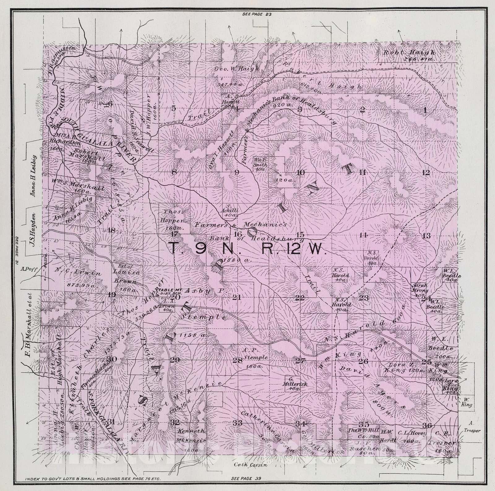 Historic Map : 1898 9 N, 12 W. - Vintage Wall Art