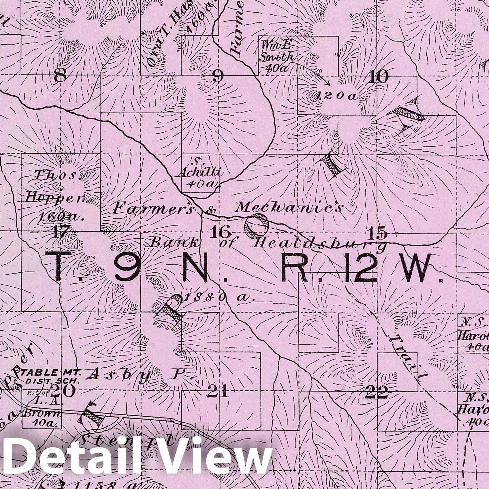 Sonoma County, California - T. 9 N., R. 12 W, 1898 - Historical Cadastral Map Print