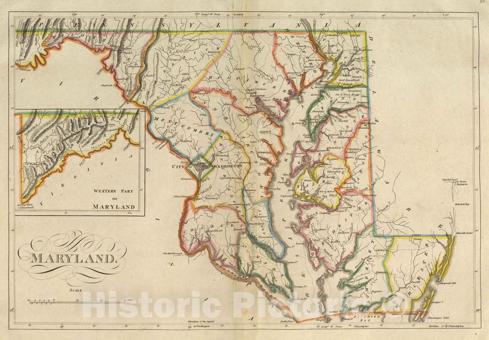 Historic Map : 1814 Maryland : Vintage Wall Art