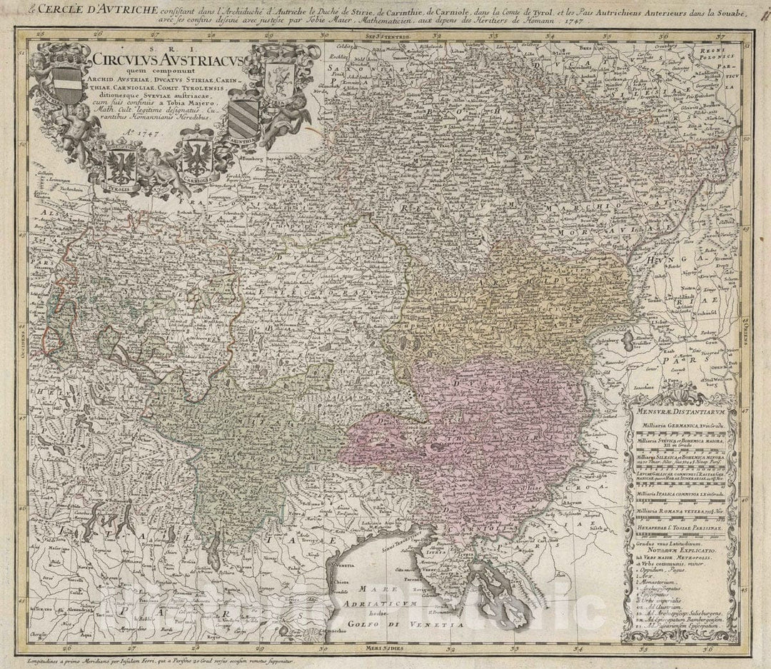 Historic Map : Austria, 1747 Circulus Austriacus. , Vintage Wall Art