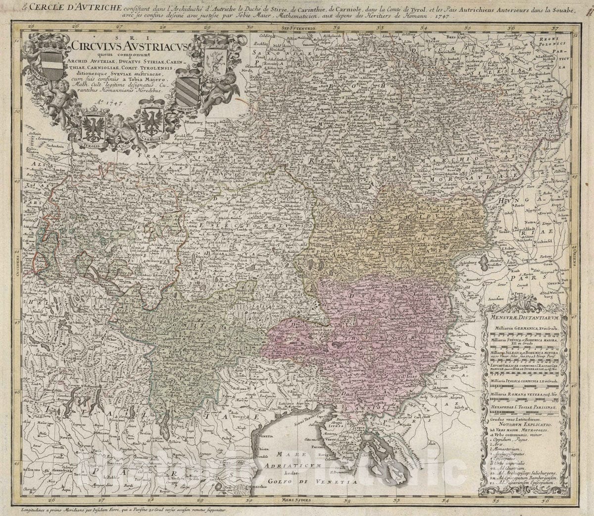 Historic Map : Austria, 1747 Circulus Austriacus. , Vintage Wall Art