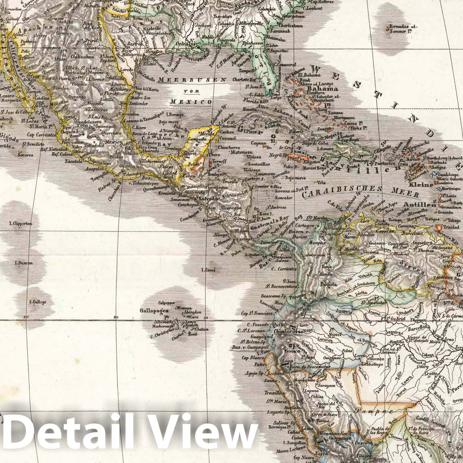 North America 1841 Historical Map Print - Hand-Colored Engraving