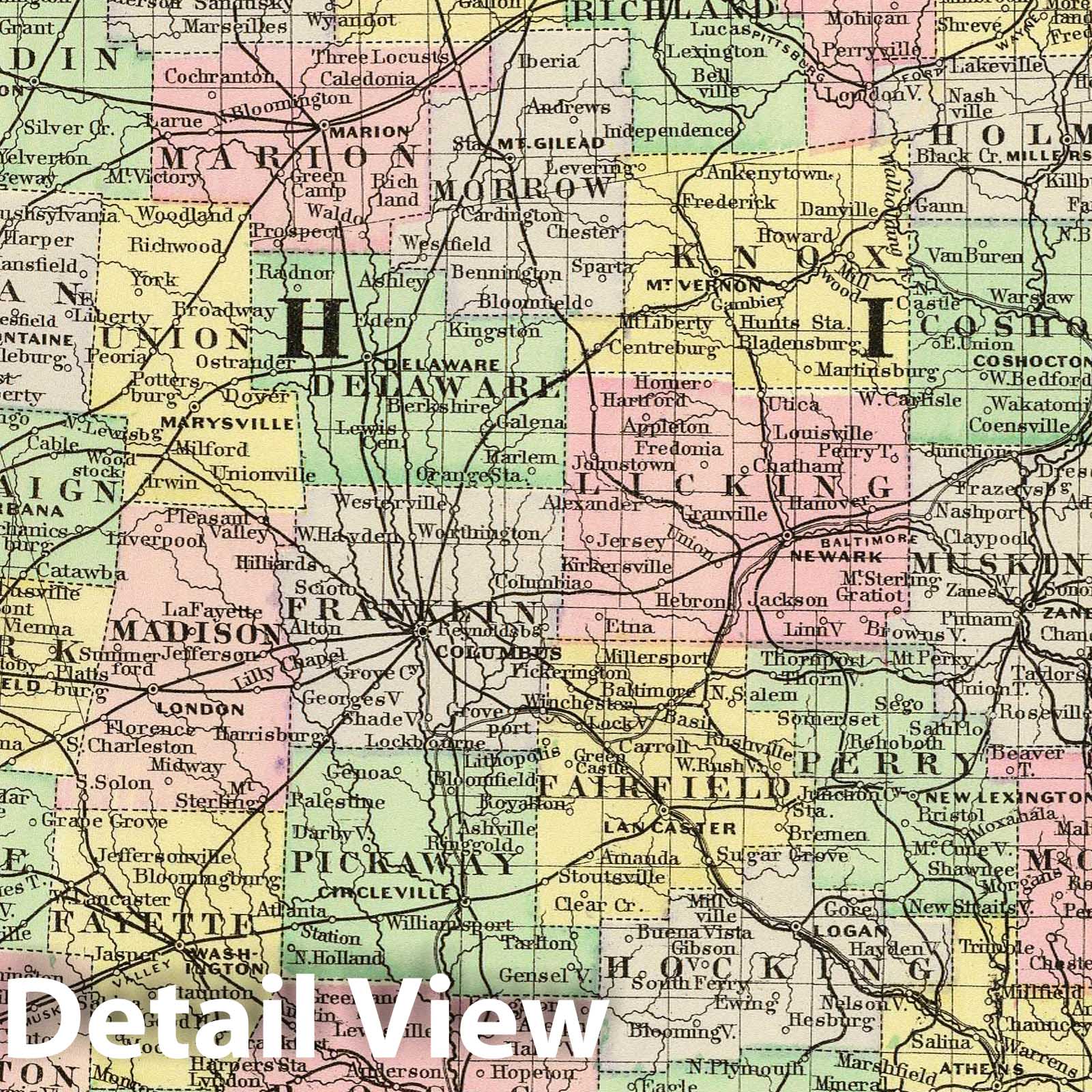 Ohio - Railroad Map, 1890 - Historical Map Reproduction