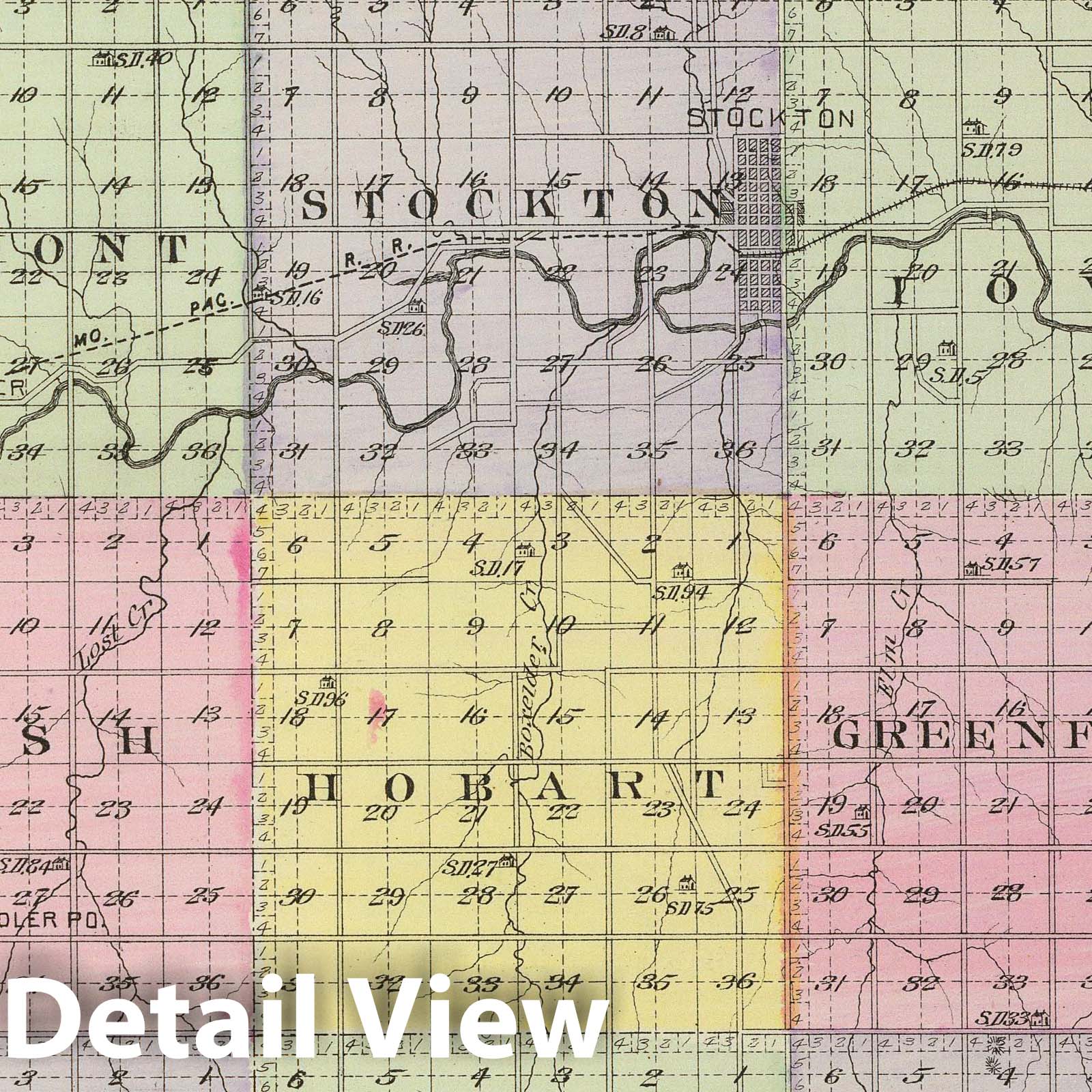 Rooks County, Kansas - Military Map, 1887 - Historical Map Print
