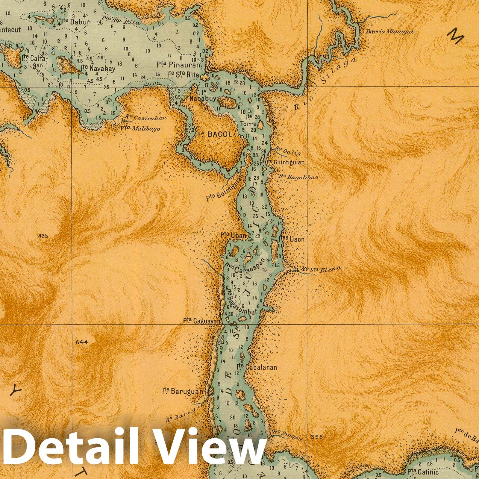 Estrecho de Juanico, Philippines - Plate No. 30, 1899 - Historical Nautical Map Print