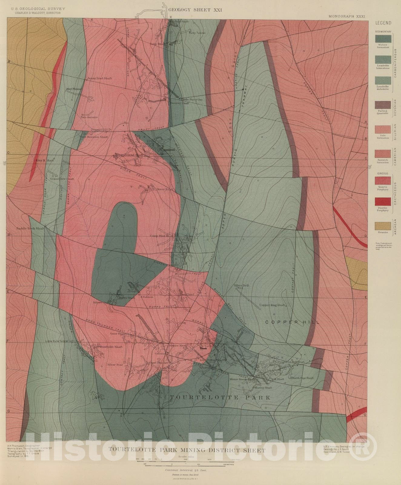 Historic Map : 1898 Tourtelotte Park Mining District Sheet. v3 - Vintage Wall Art