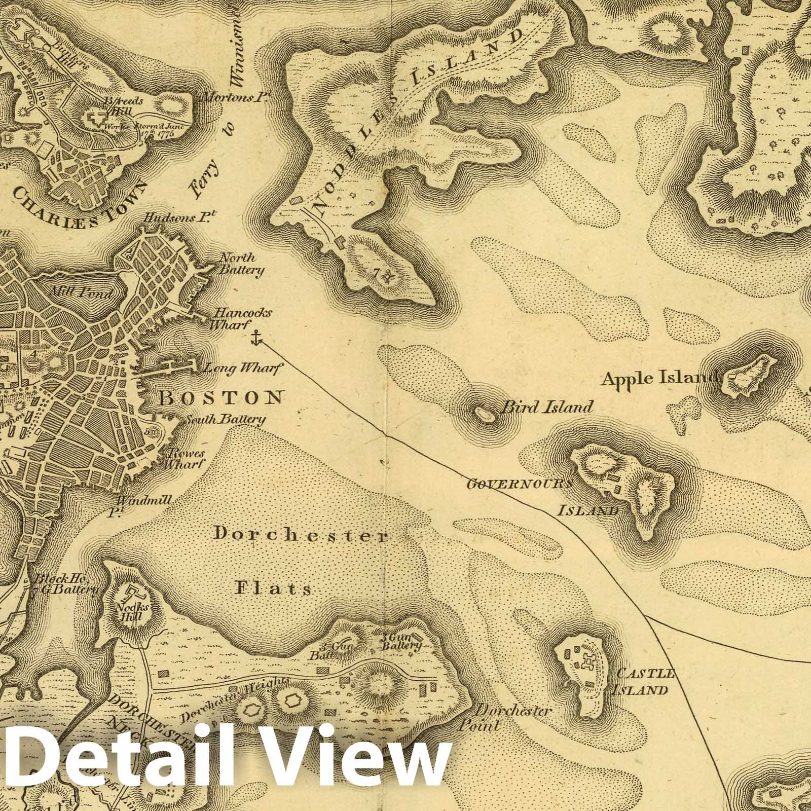 American Revolution: Boston, Massachusetts - Military Map, 1807 - Historical Map Print