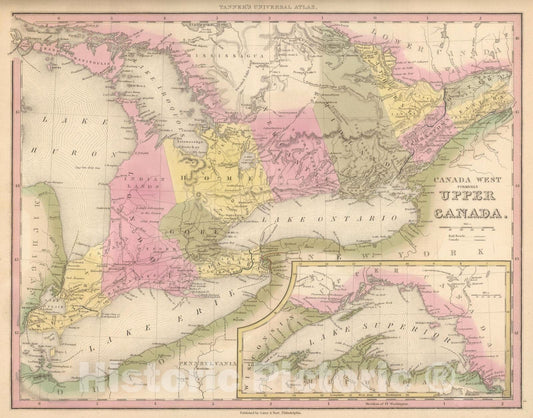 Historic Map : 1845 Canada West. - Vintage Wall Art