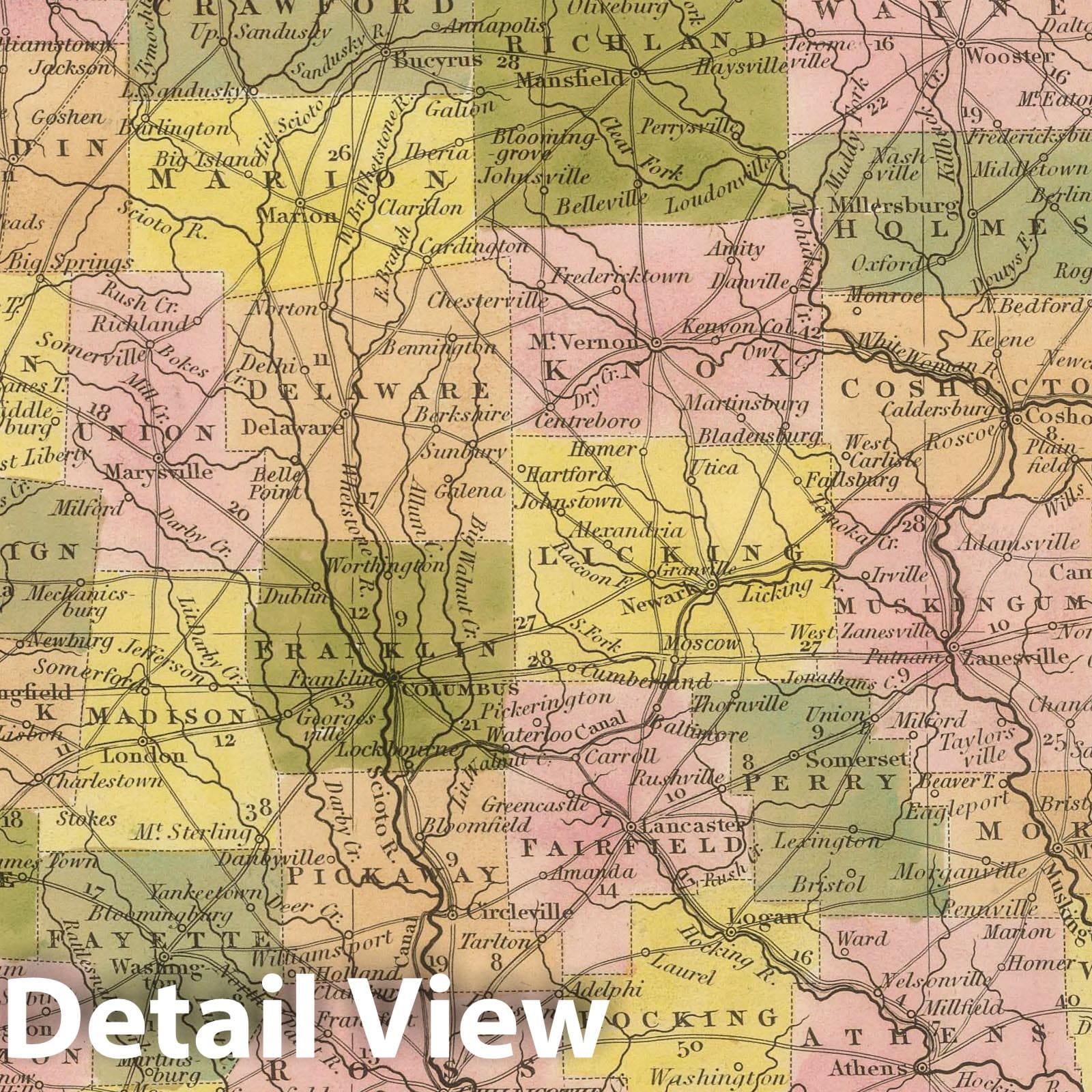 Historic Map : 1845 New Map Of Ohio. - Vintage Wall Art