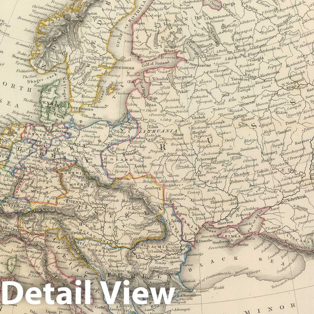 Historic Map : 1847 Europe. - Vintage Wall Art