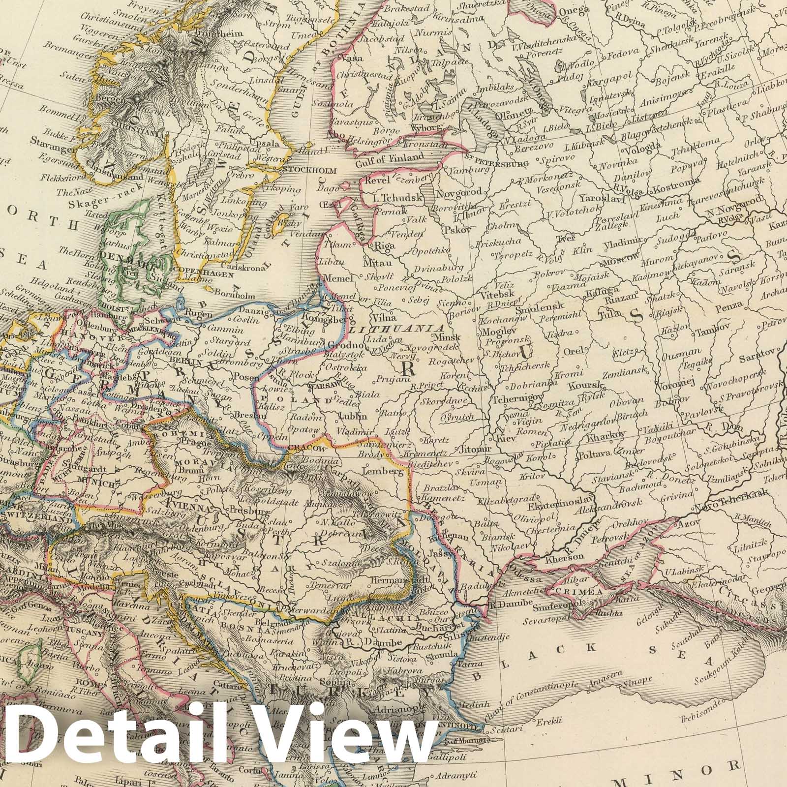 Europe, 1847 - Historical Map Print from Sharpe's Corresponding Atlas