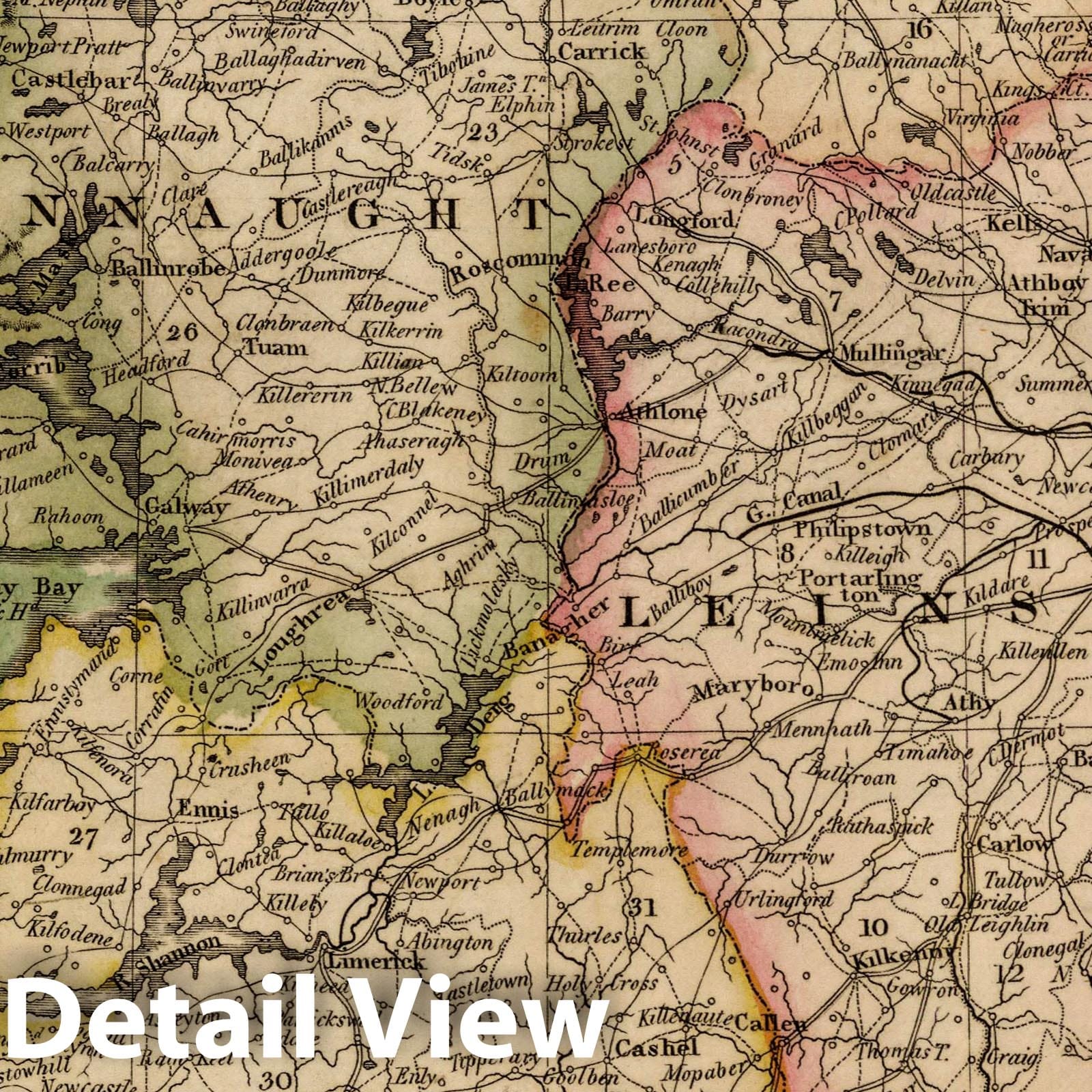 Ireland - Road Map, 1814 - Historical Map Print