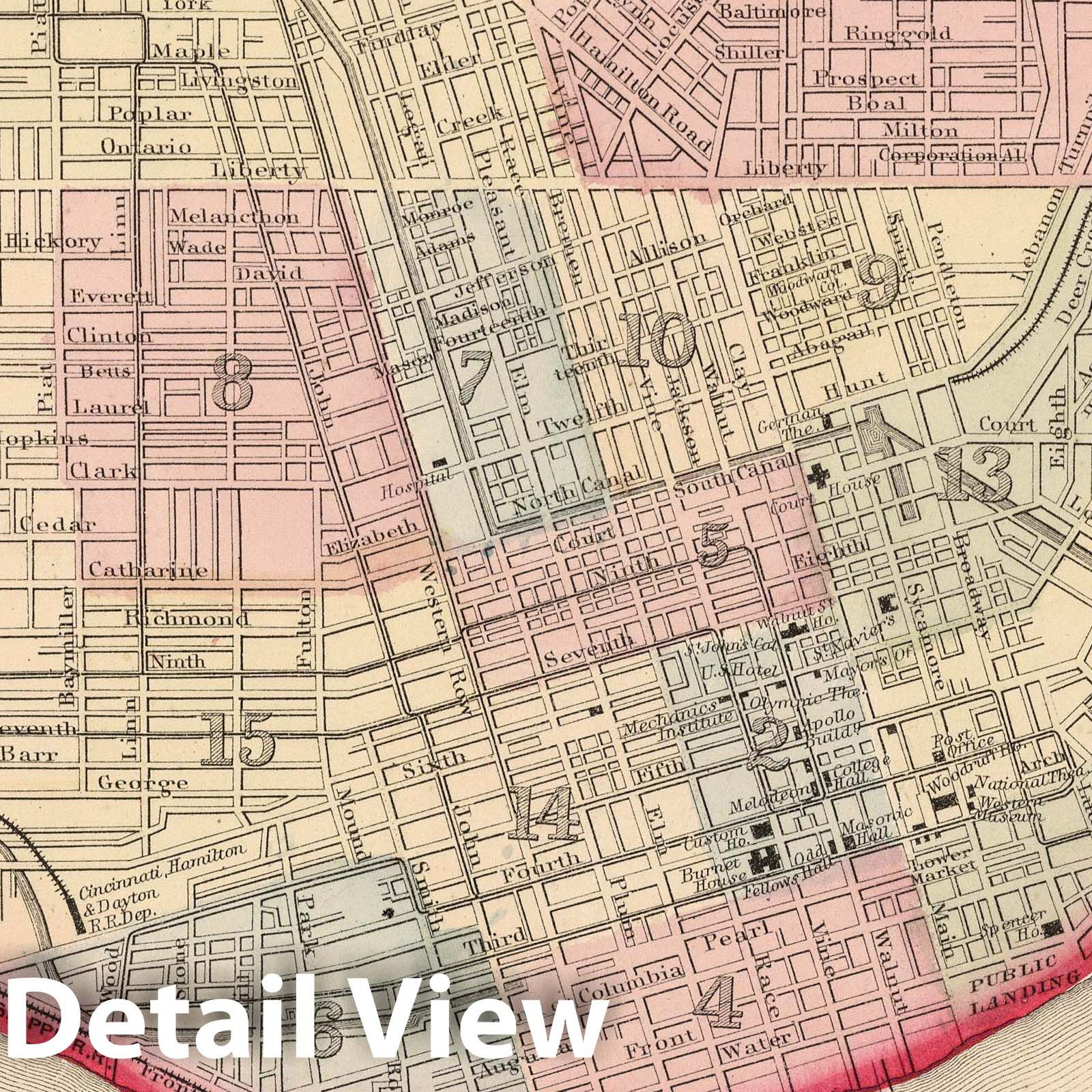 Cincinnati and Vicinity, Ohio 1865 Historical Map Print