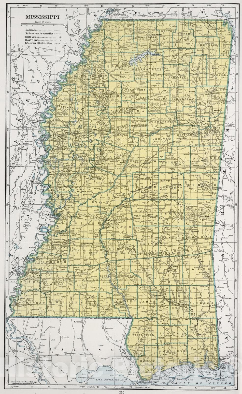 Historic Map : 1948 Mississippi. - Vintage Wall Art