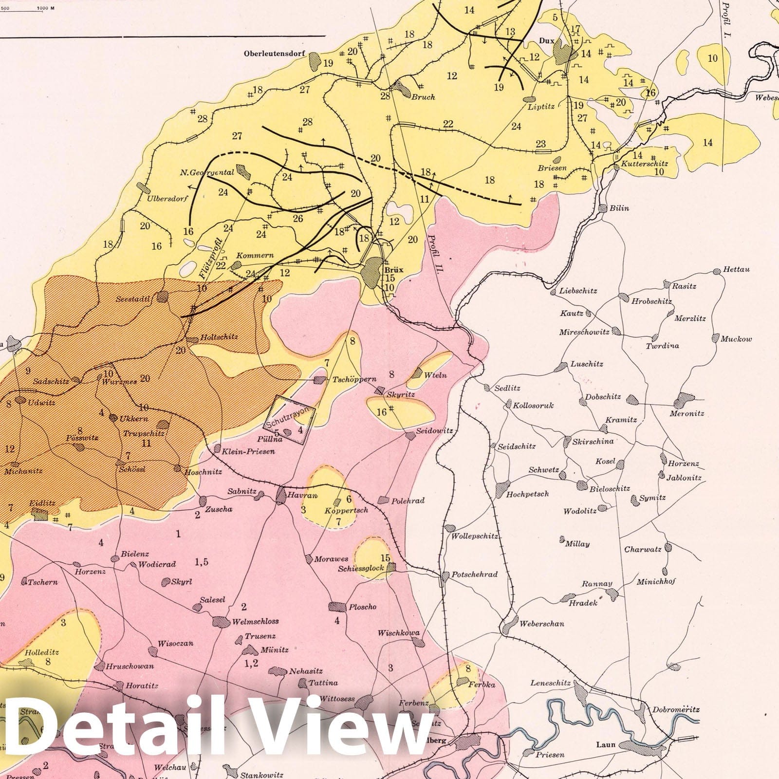 Austria - Coal Resources, 1913 - Historical Geological Map Print