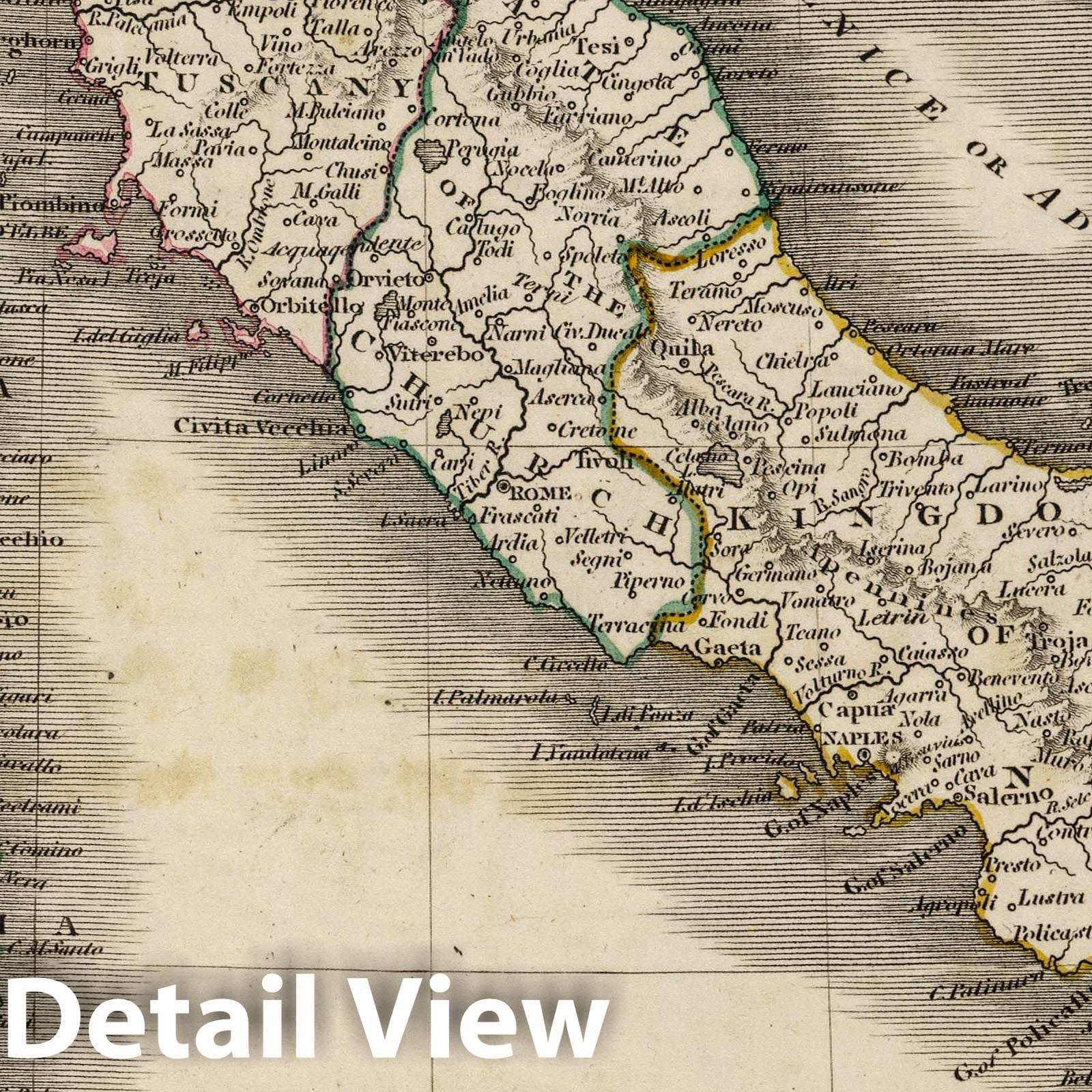 Italy - Boundary Map, 1824 - Historical Map Print
