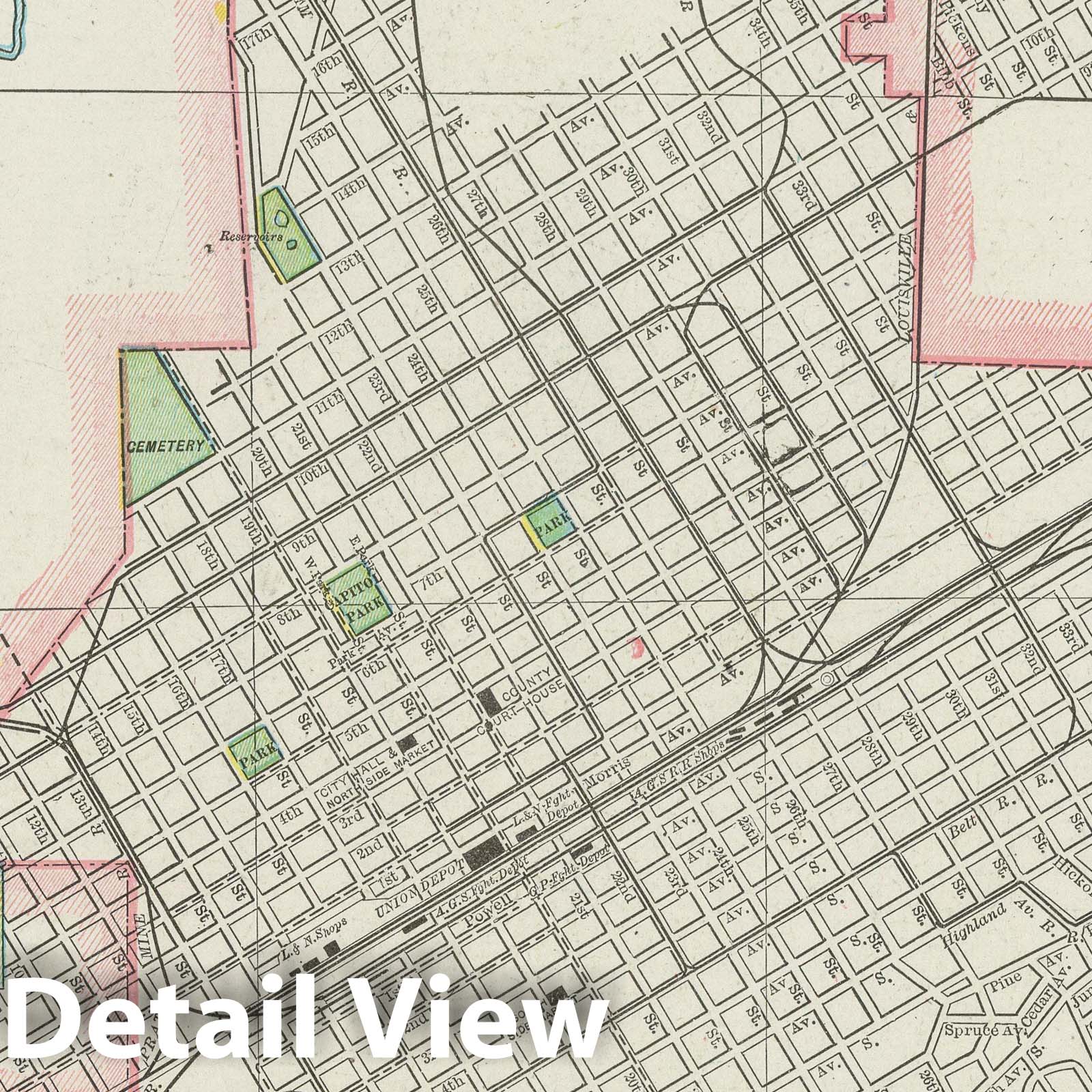 Birmingham, Alabama - Railroad Map, 1901