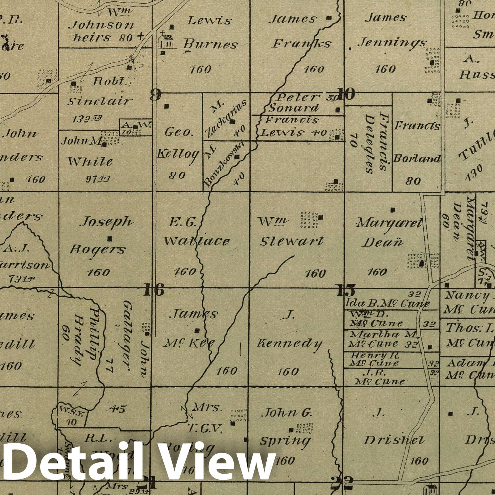 Township 9 South Range 21 East, Leavenworth County, Kansas 1878 Historical Map Print