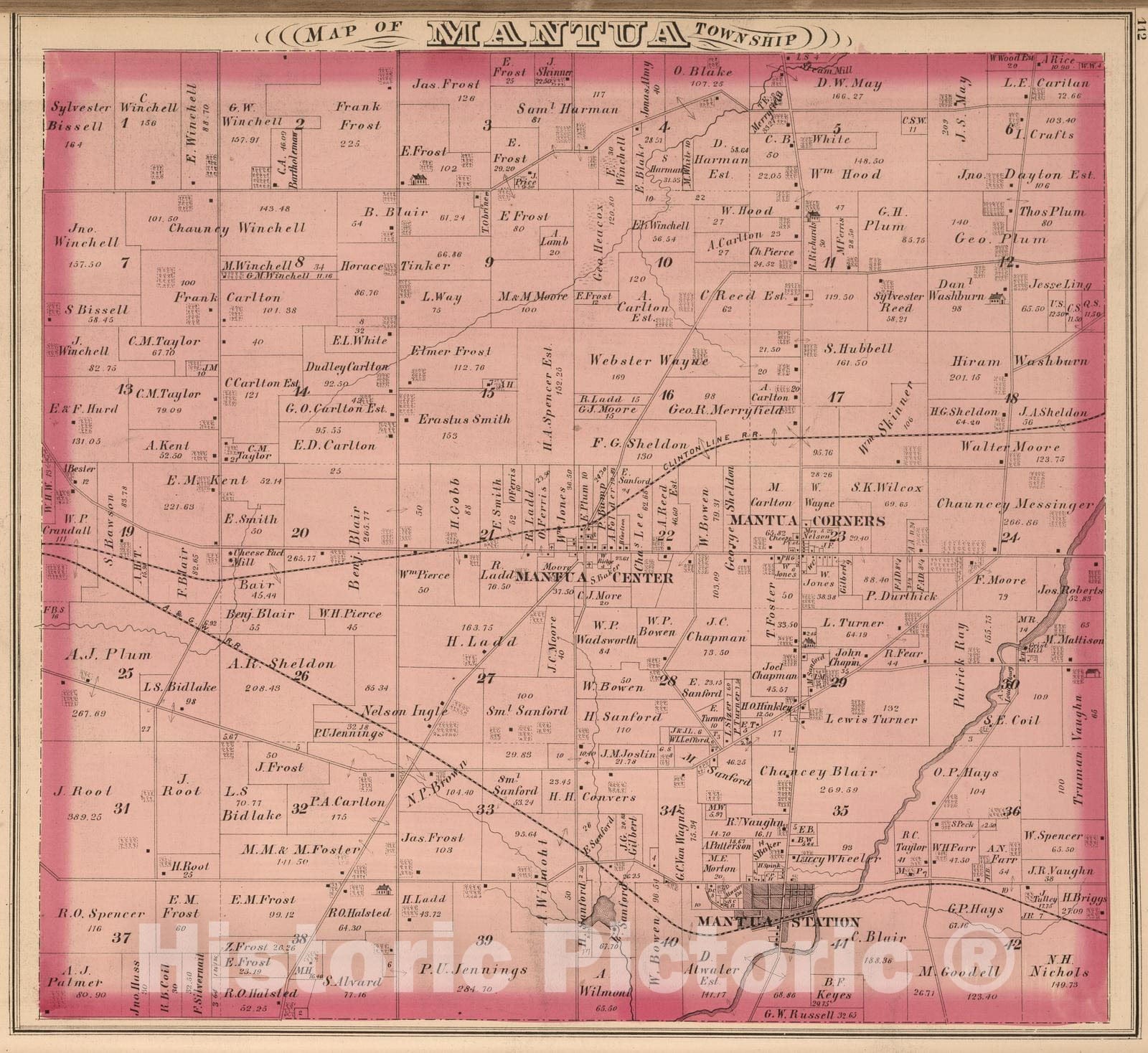 Mantua Township, Portage County, Ohio - Property Map, 1874