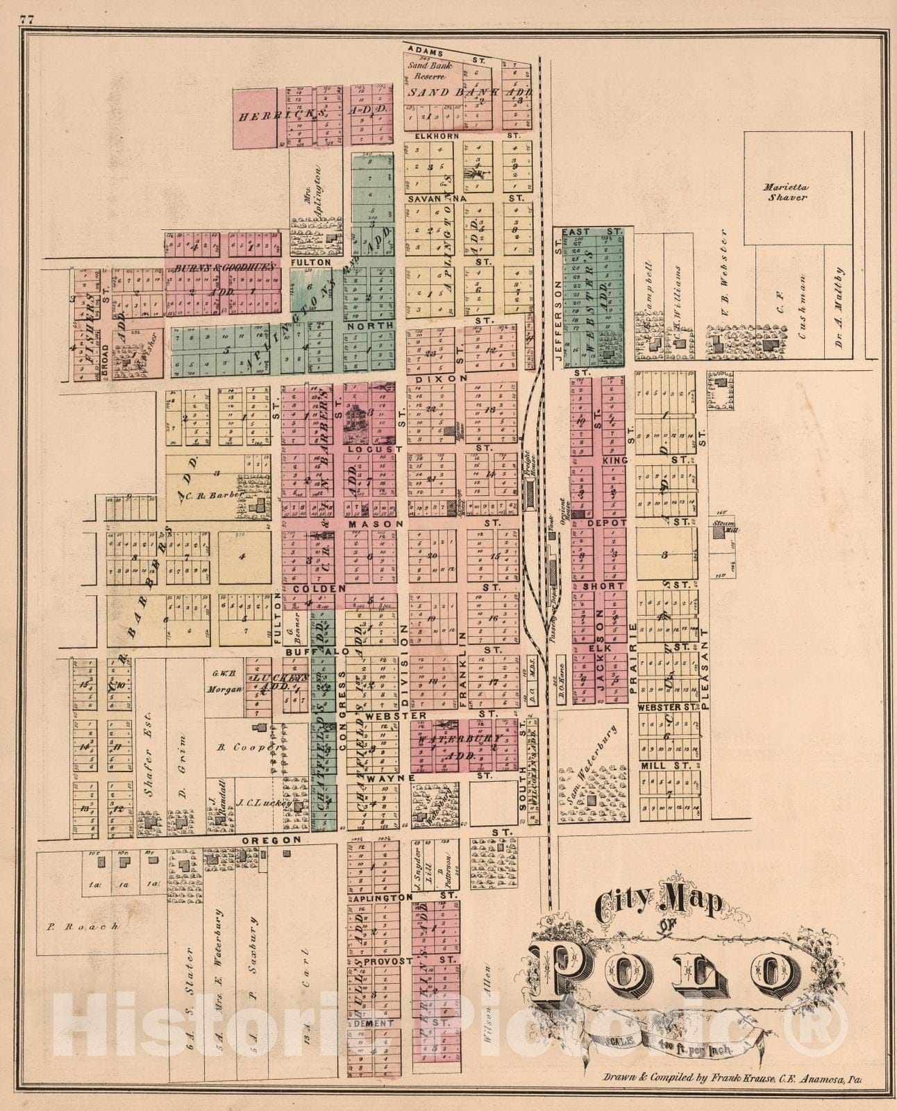 Historic Map : 1872 Polo, Illinois. - Vintage Wall Art