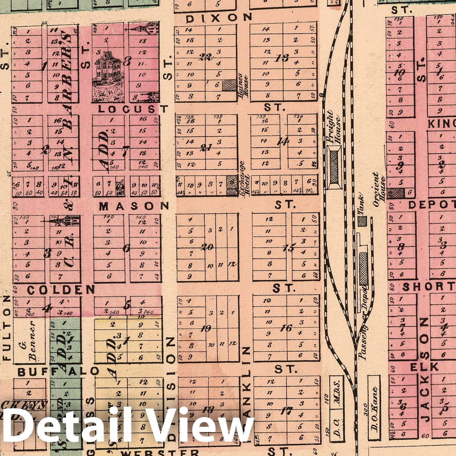 Polo, Illinois - Property Map, 1872 - Historical Map Print
