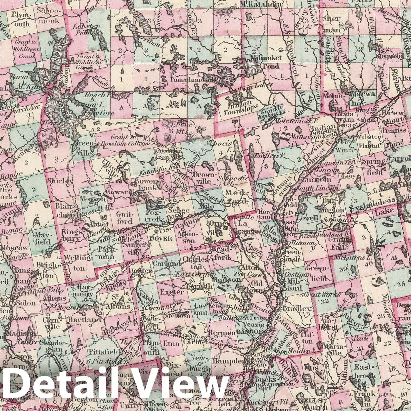Maine - Railroad Map, 1878 - Historical Atlas Reproduction