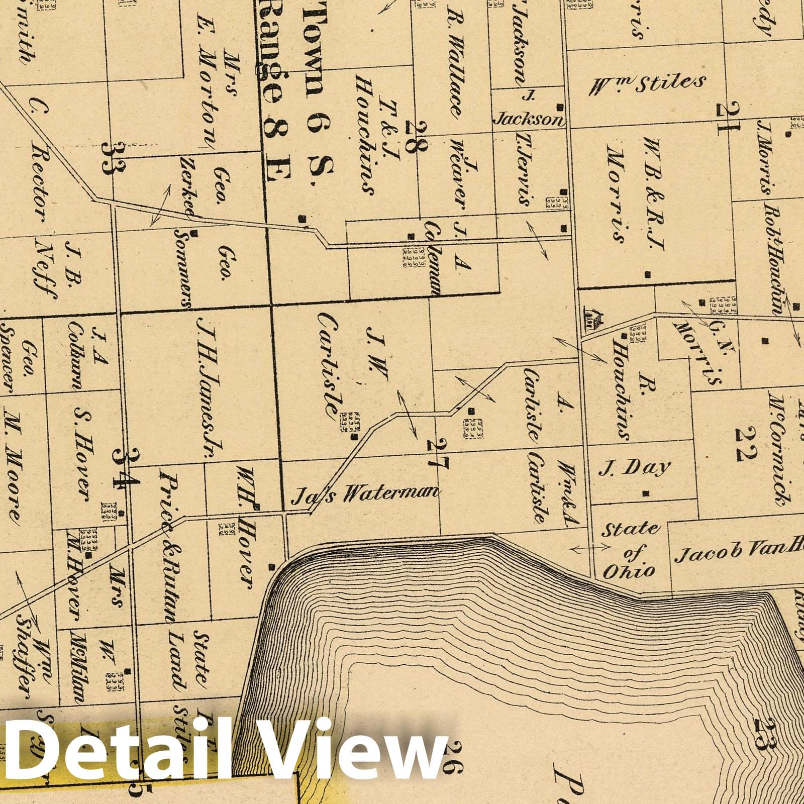 Stokes Township - Property Map, 1875 - Logan County Ohio