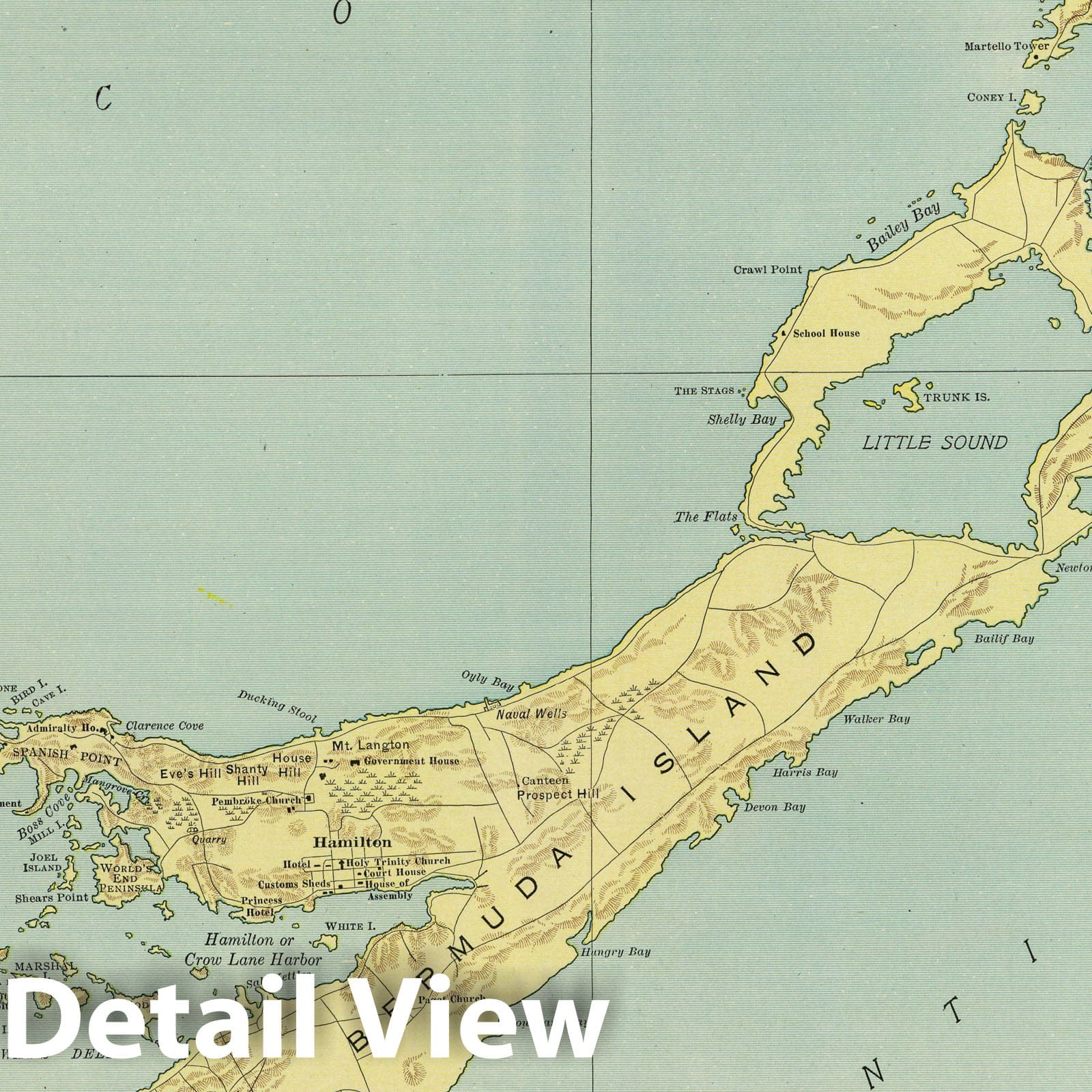 Bermuda - Route Map, 1924 - Rand McNally Commercial Atlas Historical Map Print