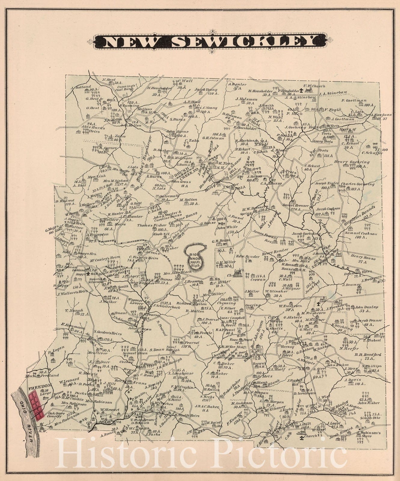 New Sewickley Township, Beaver County, Pennsylvania - Property Map, 1876