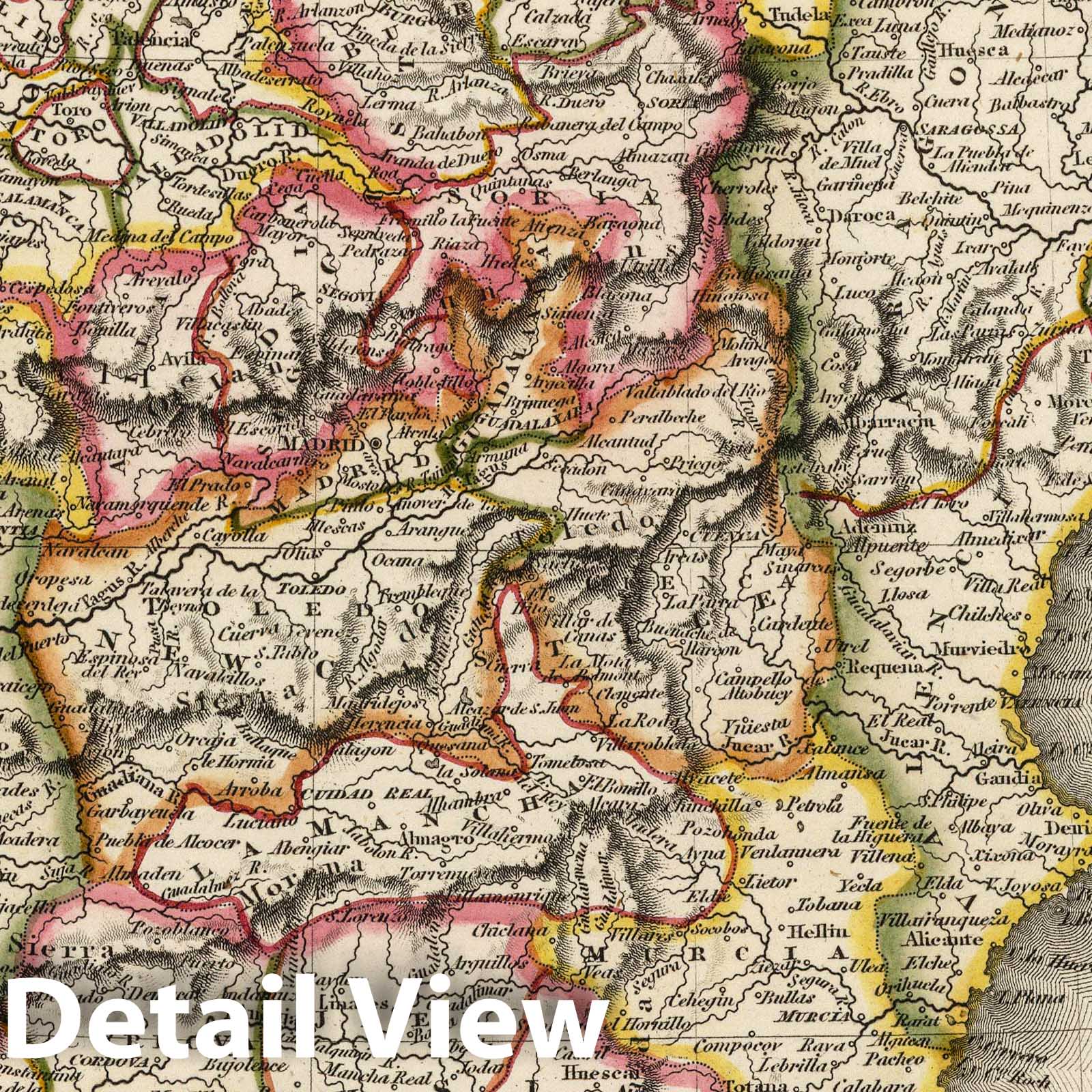 Spain and Portugal - River Map, 1817 - Arrowsmith Atlas Print
