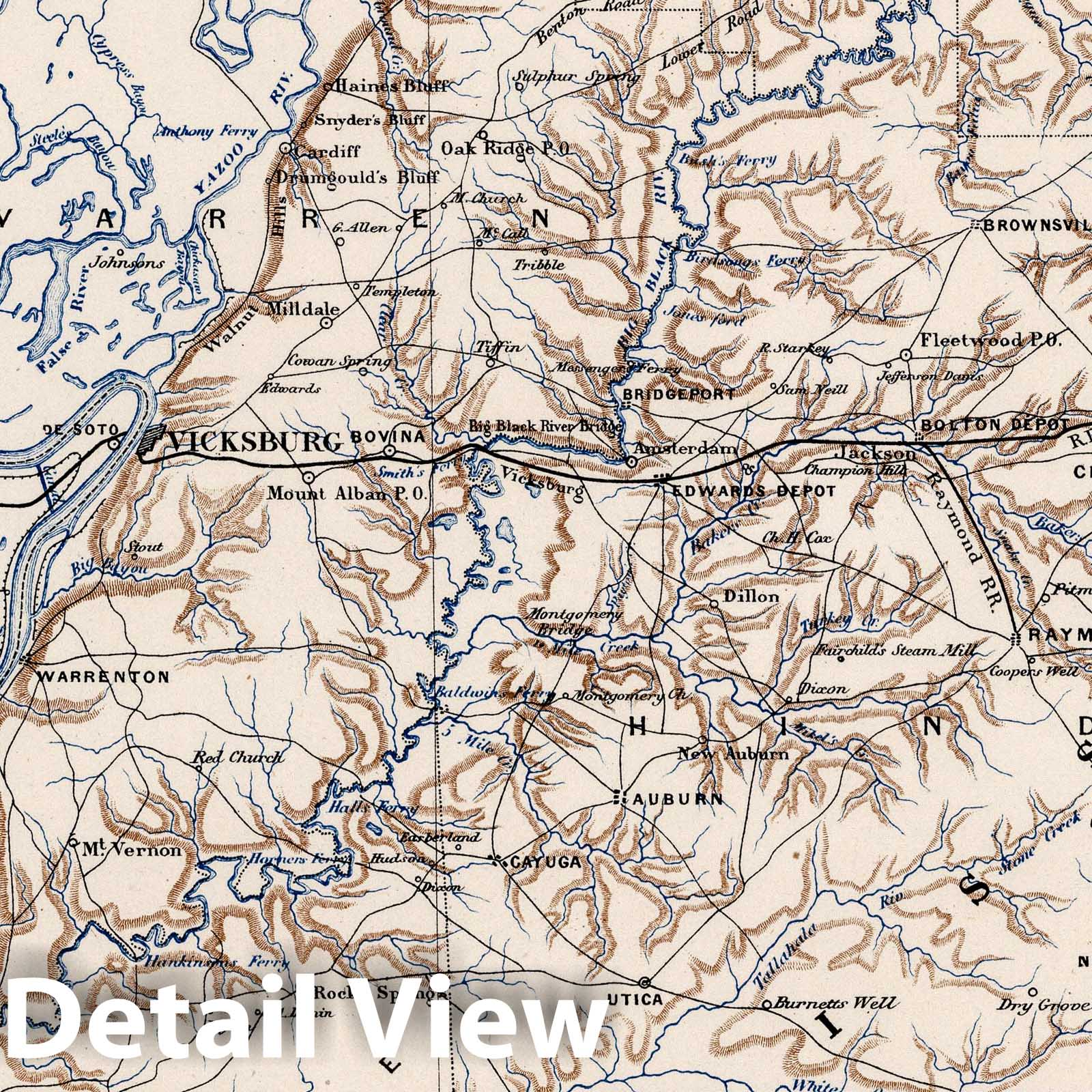 Civil War: Vicksburg, Mississippi - Military Map, 1875