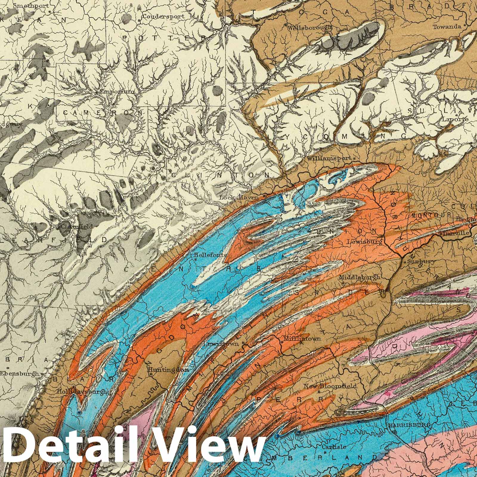 Pennsylvania Geological Map, 1872 - Hand-Colored Historical Print