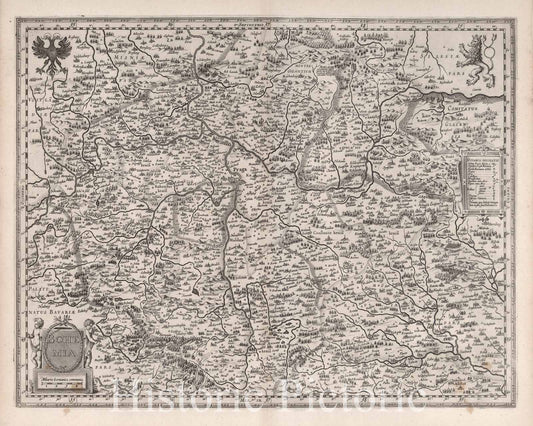Bohemia, Czech Republic 1630 Historical Map Print