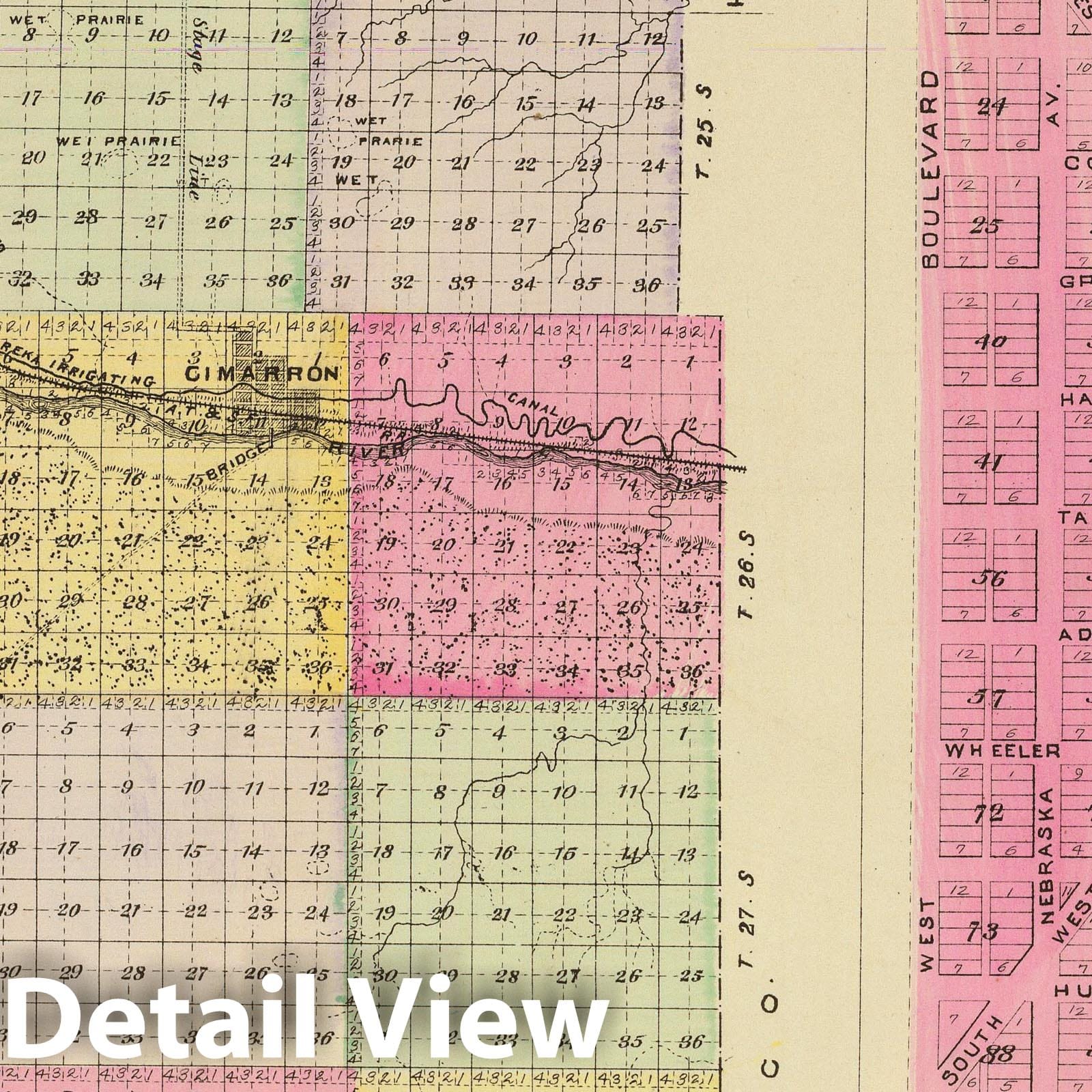 Gray County, Montezuma, and Stowe, Kansas - 1887 Historical Map Print