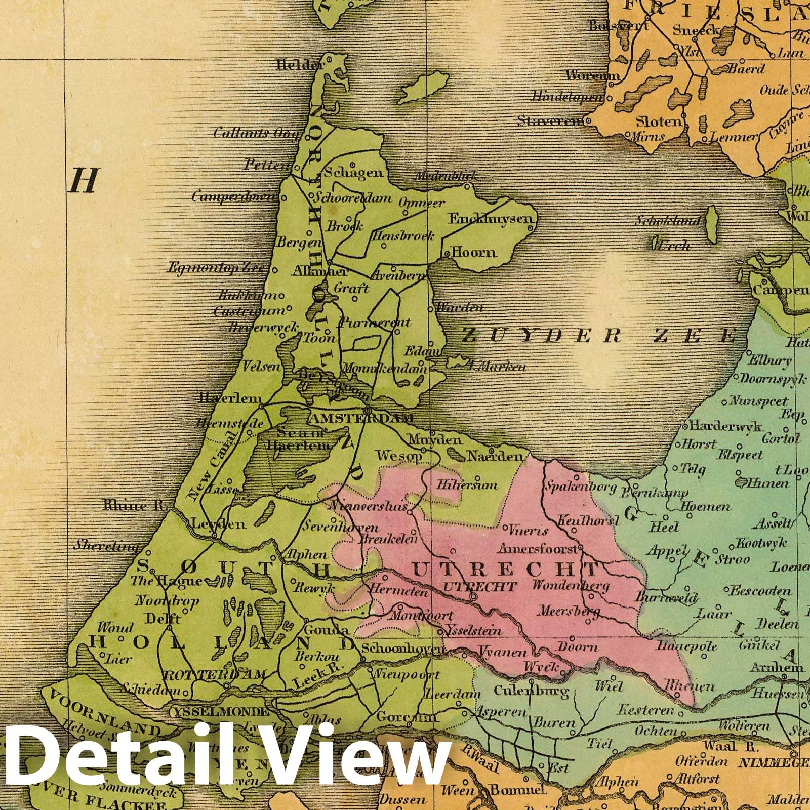 Holland, 1845 - Historical Map Print