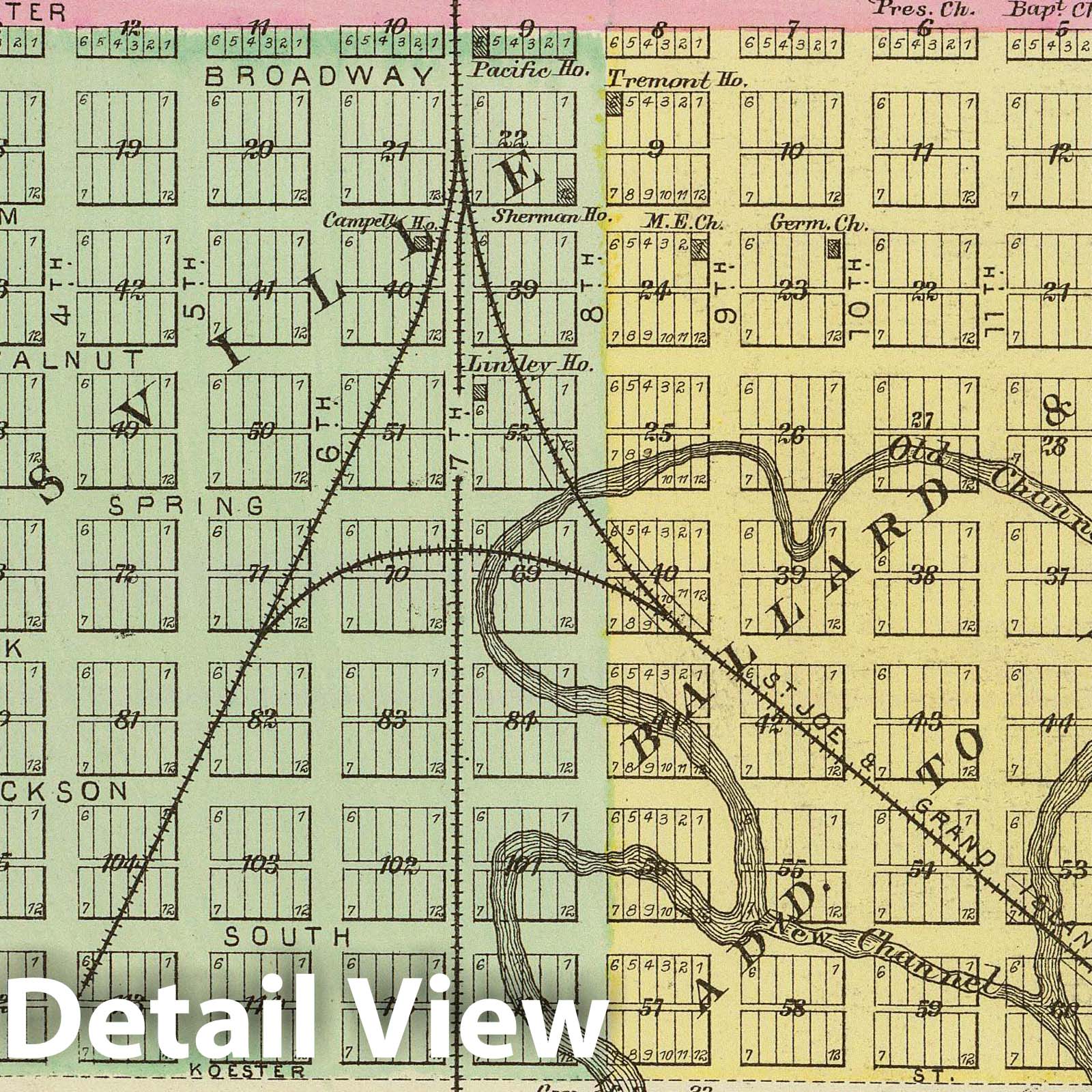 Marysville, Bigelow, Axtell, Marshall County, Kansas - 1887 Historical Map Print