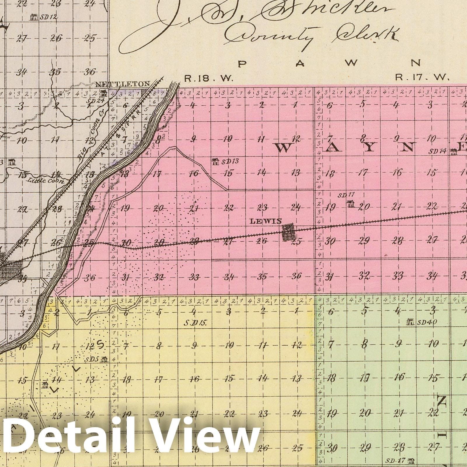 Edwards County, Kansas - Military Map, 1887 - Historical Map Print