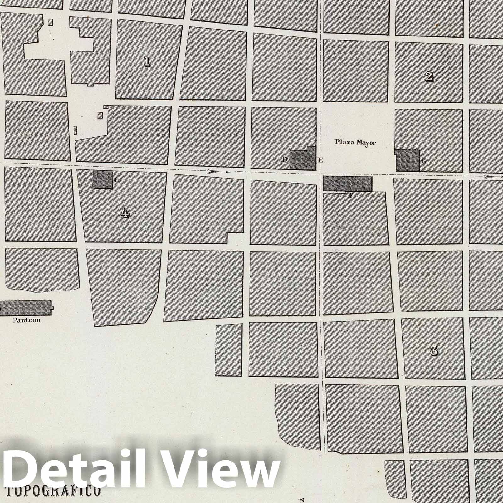 Historic Map : Peru , Tarapoto (Peru), 1865 Plano topografico, Ciudad de Tarapoto. , Vintage Wall Art