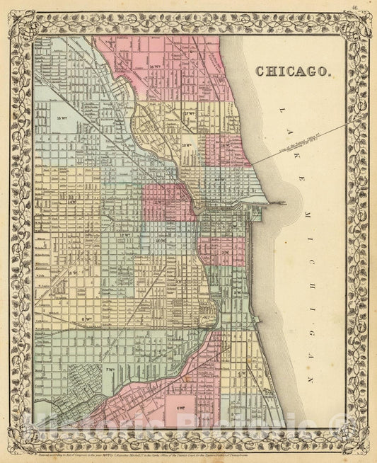 Historic Map : 1870 Chicago. - Vintage Wall Art
